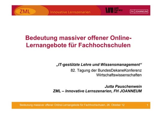 Bedeutung massiver offener Online-Lernangebote für Fachhochschulen