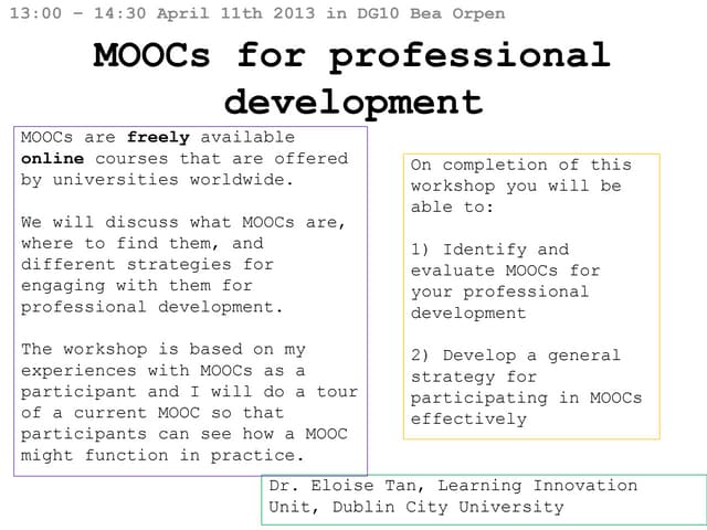 MOOCs for Professional Development