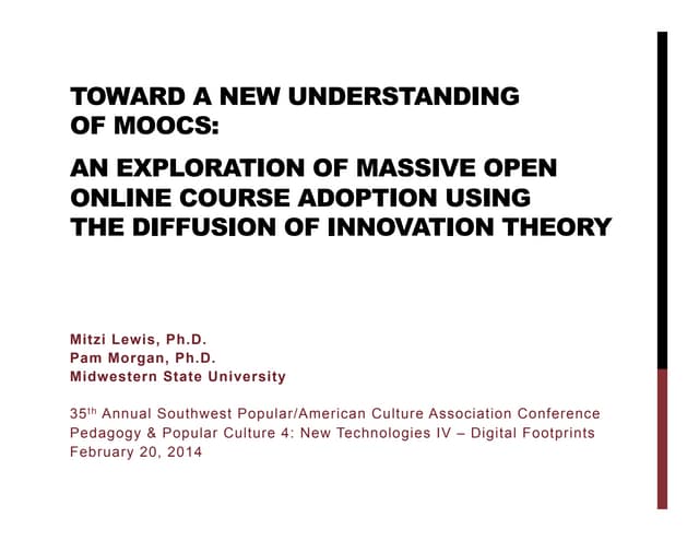 An Exploration of Massive Open Online Course Adoption Using the Diffusion of ...