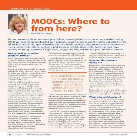 MOOCs: where to from here?