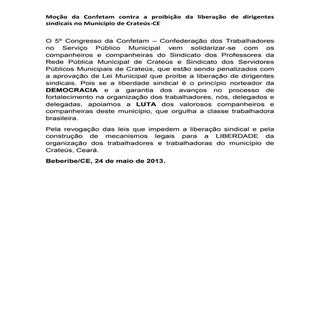 Moção da confetam contra a proibiçã...