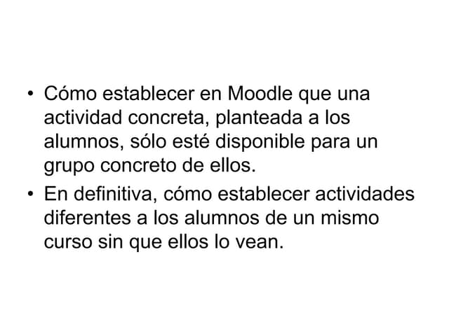 Establecer actividades diferentes p...