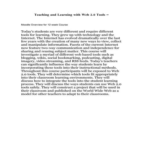 Moodle Introductory Statement