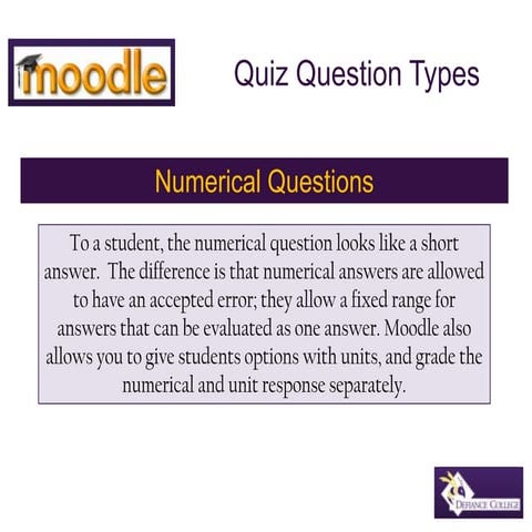 Moodle numerical quiz question