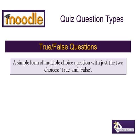 Moodle true/false quiz question