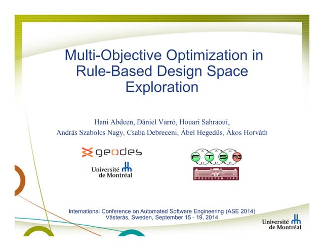 Multi-Objective Optimization in Rule-based Design Space Exploration (ASE 2014)