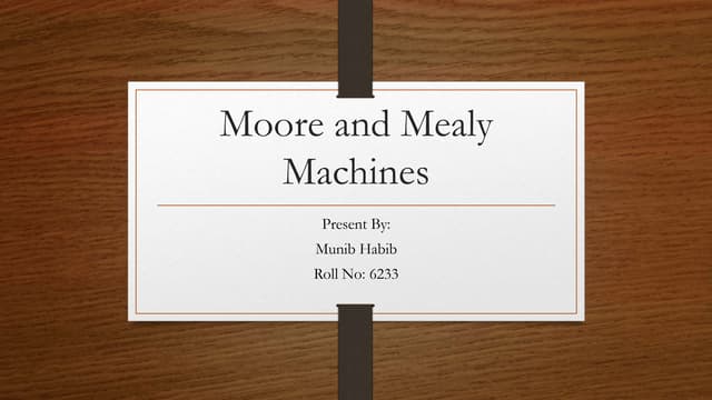 Moore and mealy machine