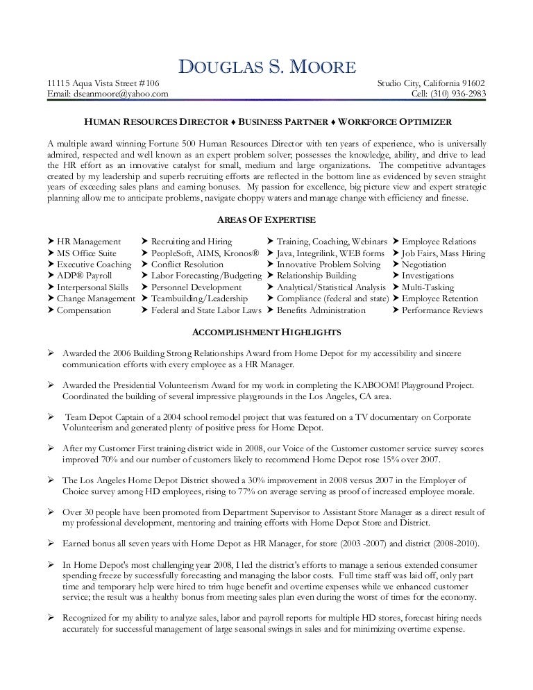 moore douglas hr director resume 2010