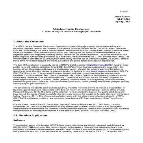 Metadata Quality Evaluation: UTEP Library's Casasola Photograph Collection