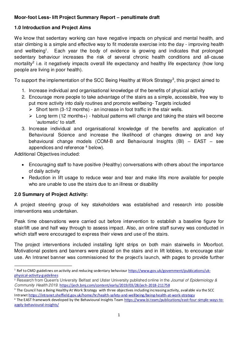 Moorfoot Lesslift Project Summary And Evaluation Penultimate Draft