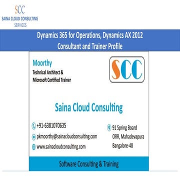 Moorthy Dynamics 365 AX Technical Consultant and Microsoft Certified Trainer