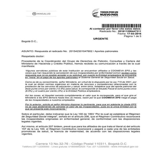 Mora en Aportes Patronales, Mora Pago Licencia