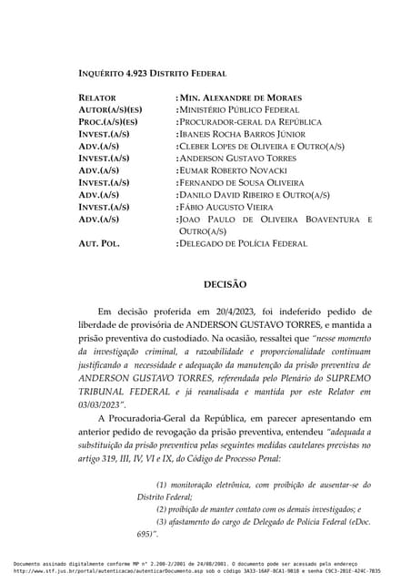 Moraes solta Anderson Torres após quatro meses