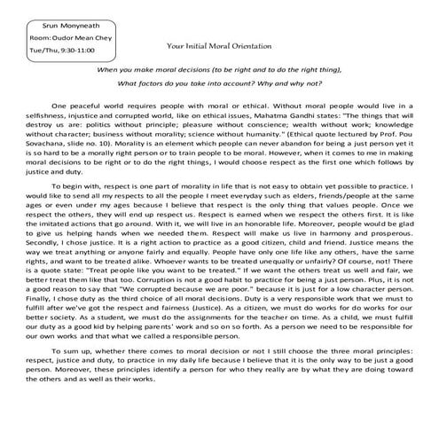 Moral orientation, Ethic