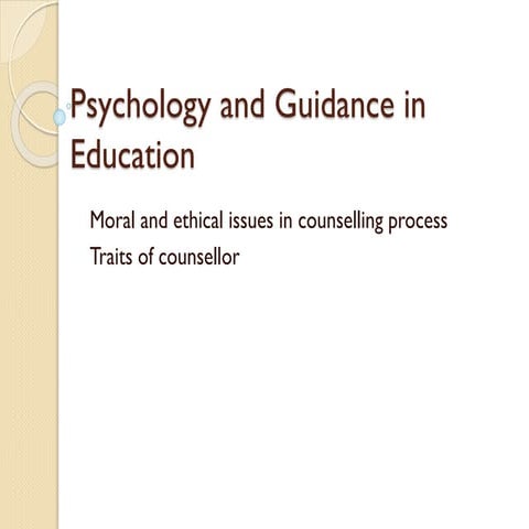 Moral and ethical issues in counselling process