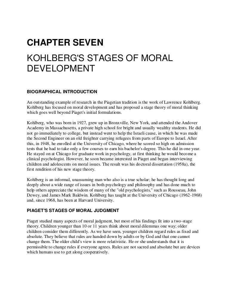 Kohlberg Moral Development Ages Chart