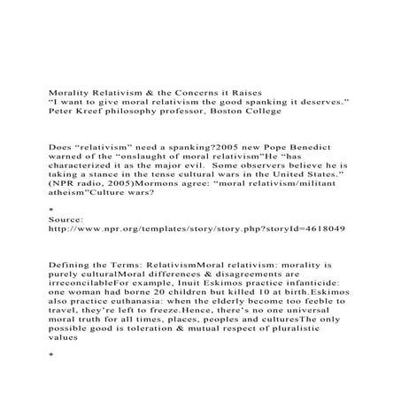 Morality Relativism & the Concerns it RaisesI want to g.docx