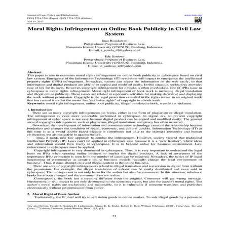 Moral rights infringement on online book publicity