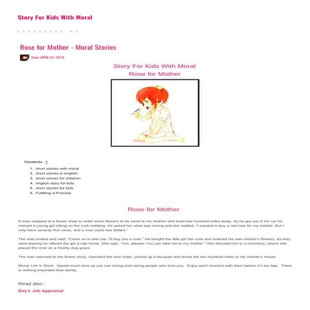 Moral stories  rose for mother - 