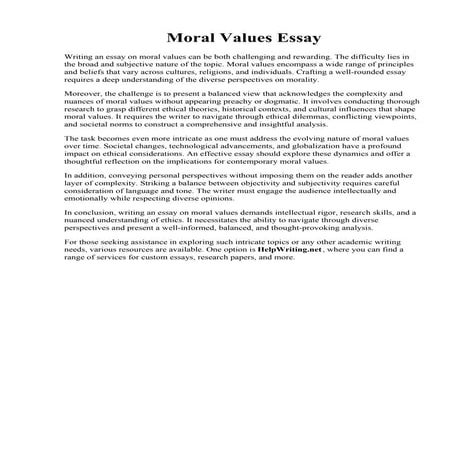Moral Values Essay