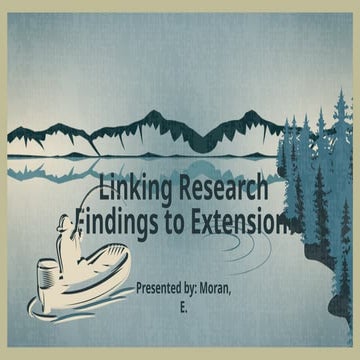 Linking Research Findings to Extension in Fisheries