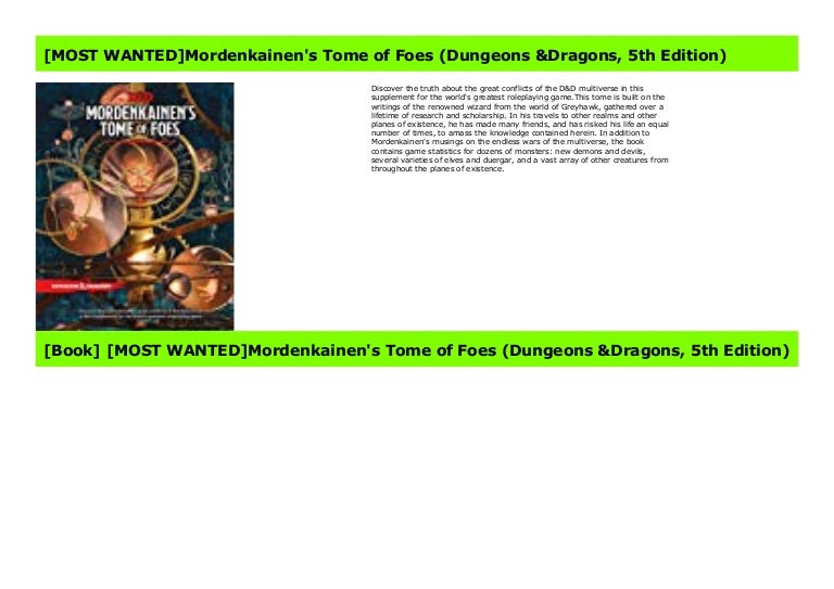 Most Wanted Mordenkainen S Tome Of Foes Dungeons Dragons 5th Edi