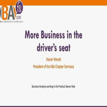 BAFS 2015 Genève : Rainer Wendt - More business in the driver's seat : BA wor...