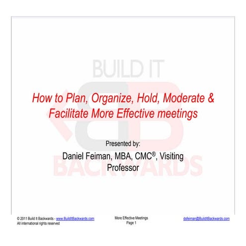 How to Hold & Facillitate More Effective Meetings