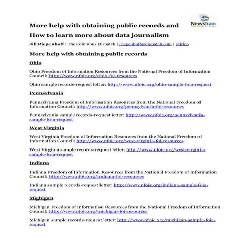 More Help with Obtaining Public Records + Learn More about Data Journalism - ...