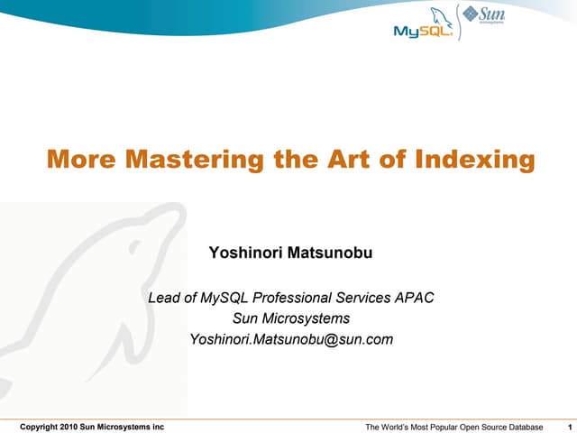 More mastering the art of indexing