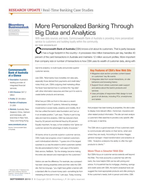 More Personalized Banking Through Big Data and Analytics