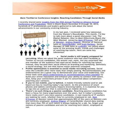 More TechServe Conference Insights: Reaching Candidates Through Social Media