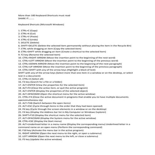 More than 100 keyboard shortcuts