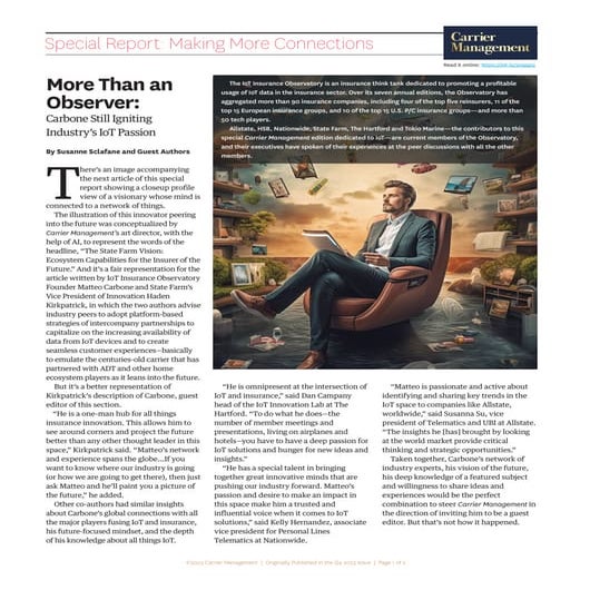 More Than an Observer - Carbone Still Igniting Industry’s IoT Passion