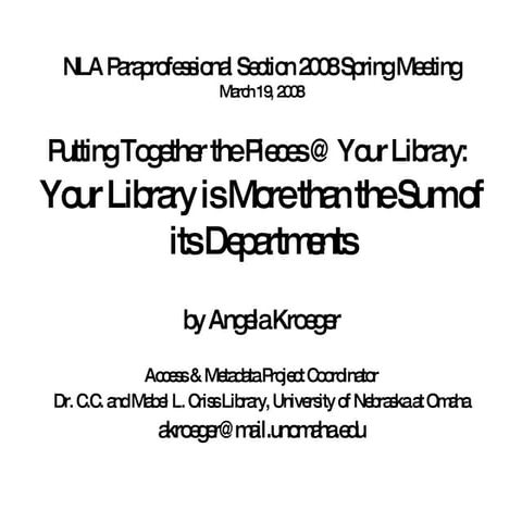 Your Library is More than the Sum of its Departments