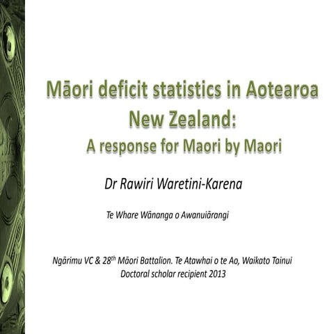Māori Deficit Statistics in Aotearoa New Zealand- A response for maori by maori