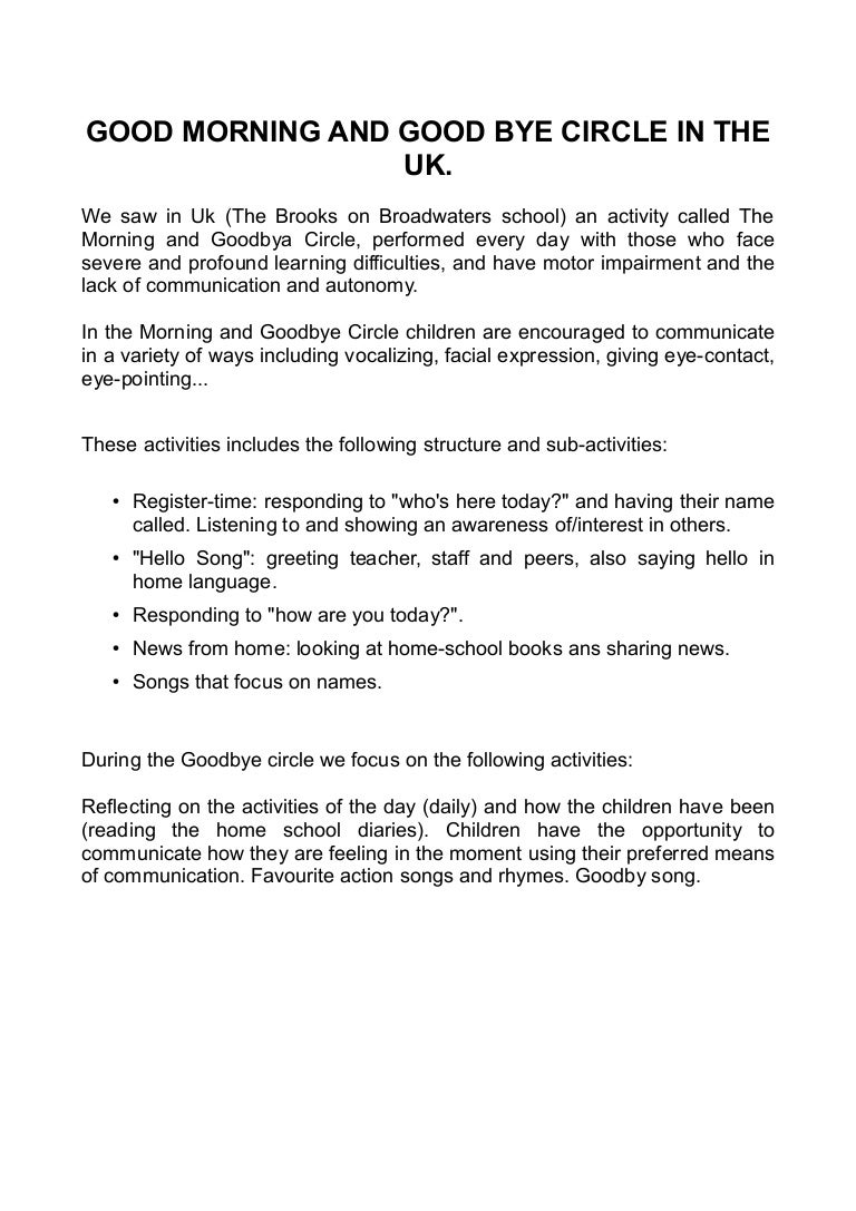 Morning Circle Activity For Those Who Have Multiple Disabilities morning circle activity for those who