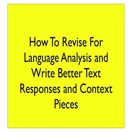 Introductions, Conclusions and Language Analysis Exam Revision