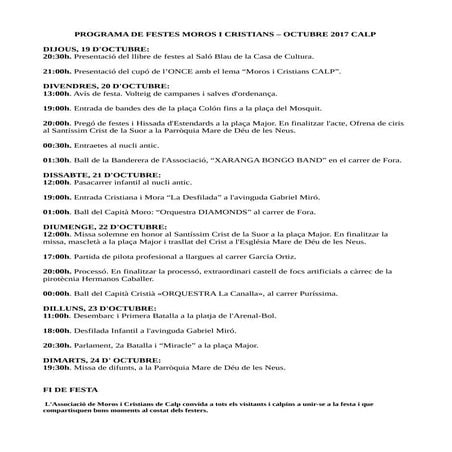 Programa Moros Calp 2017 valenciano