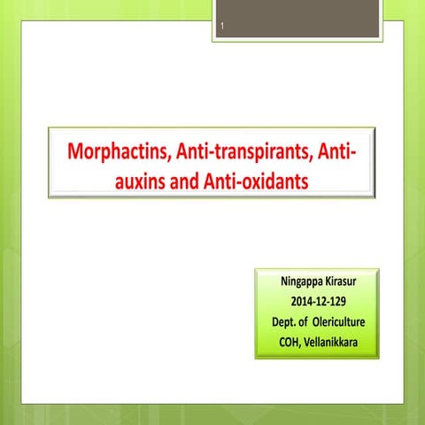 Morphactins, Anti-transpirants, Anti-auxins and Anti-oxidants