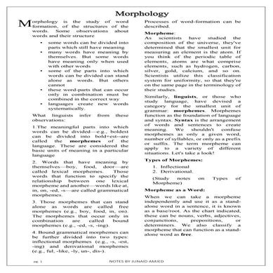 Morpheme  + word formation
