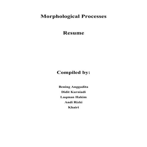 Morphological processes