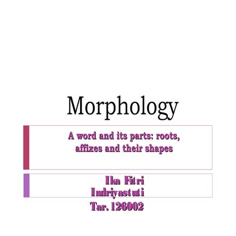 Morphology: A WORDS AND ITS APARTS