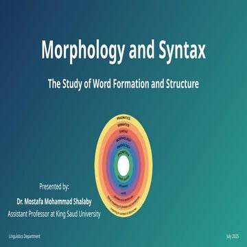 Morphology and Syntax The Study of Word Formation and Structure