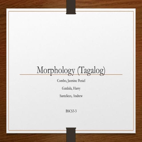 Morphology of tagalog