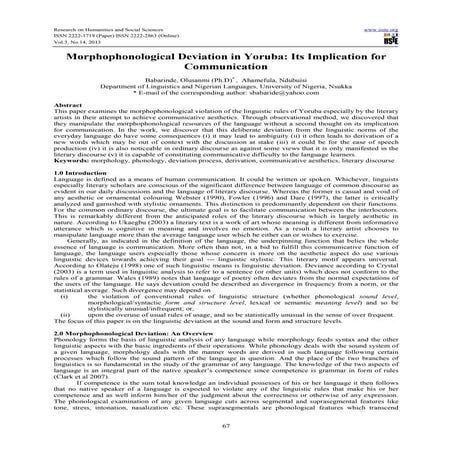 Morphophonological deviation in yoruba its implication for communication