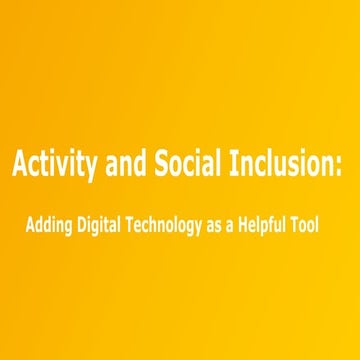 Older Adults Activity and Social Inclusion Study | PDF