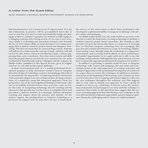 Morsink Schira Hagerman Hartman Et al 2011 Technology Integration TPACK Learn...