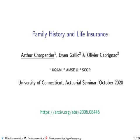 Family History and Life Insurance (UConn actuarial seminar)