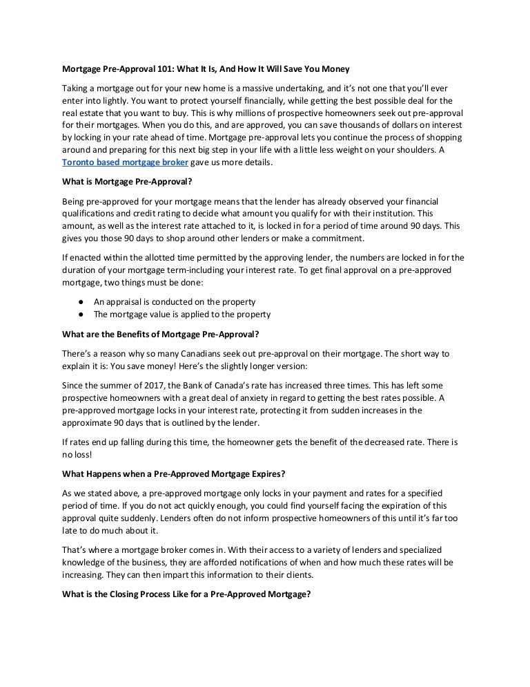 when should i get a mortgage pre approval